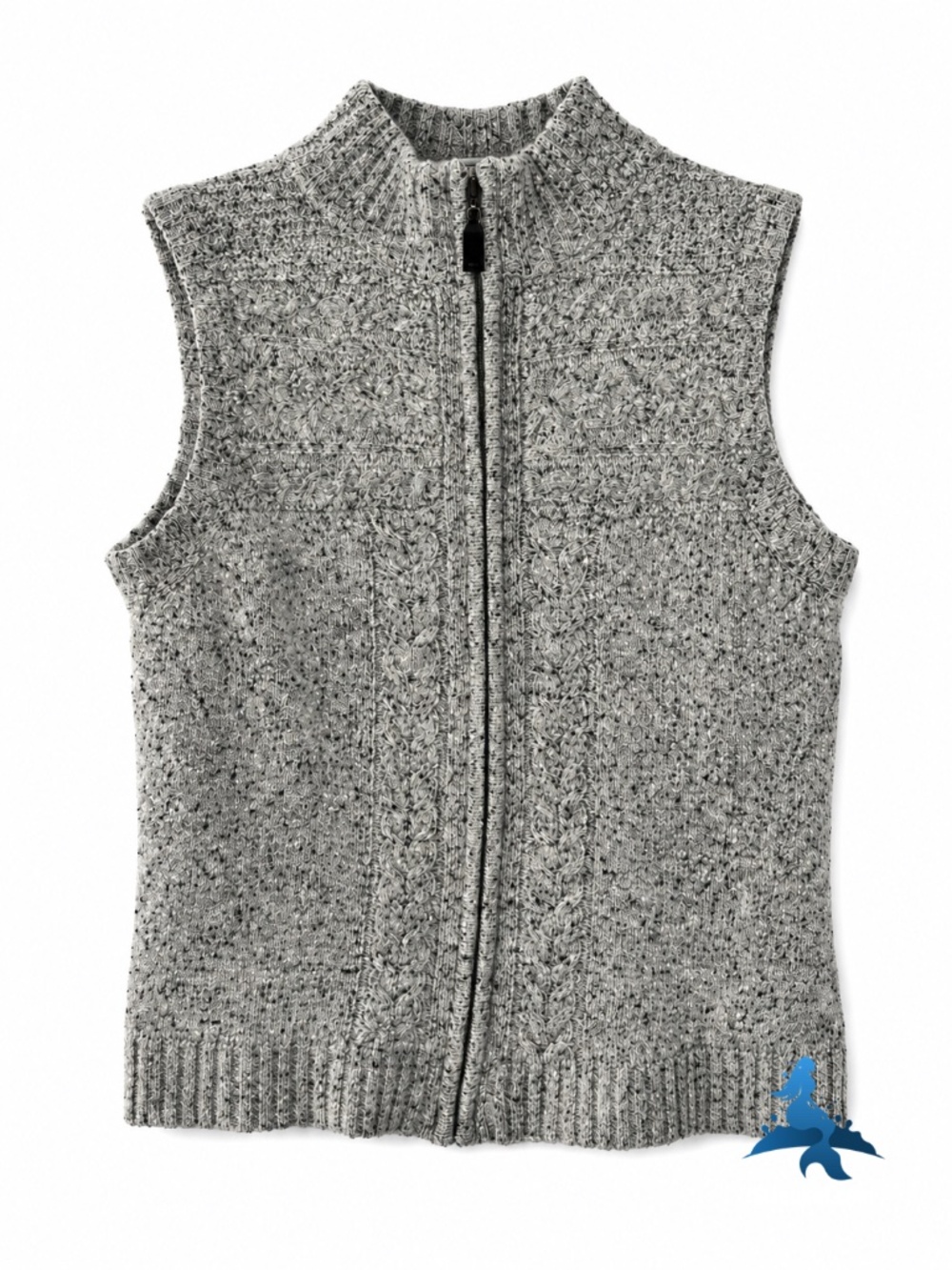 1303 Orvis Sweater Vest Zip Front Cable Knit – M – Gray